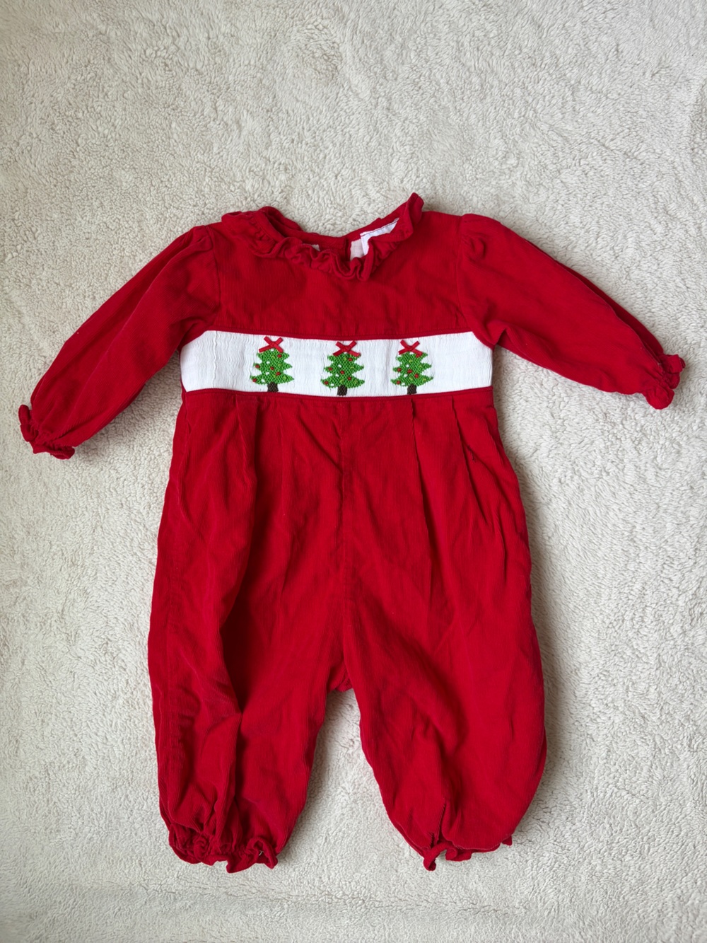 The Smocking Place Red Christmas Holiday Smocked Baby GirlOne-Piece Size 9 mo